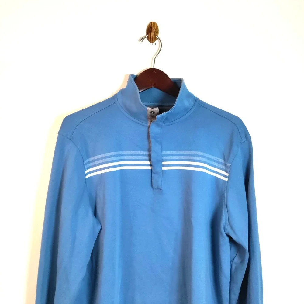 Banana Republic XL Blue 1/4 Snap Mock‎ Neck Pullover Long Sleeve Nautical Casual